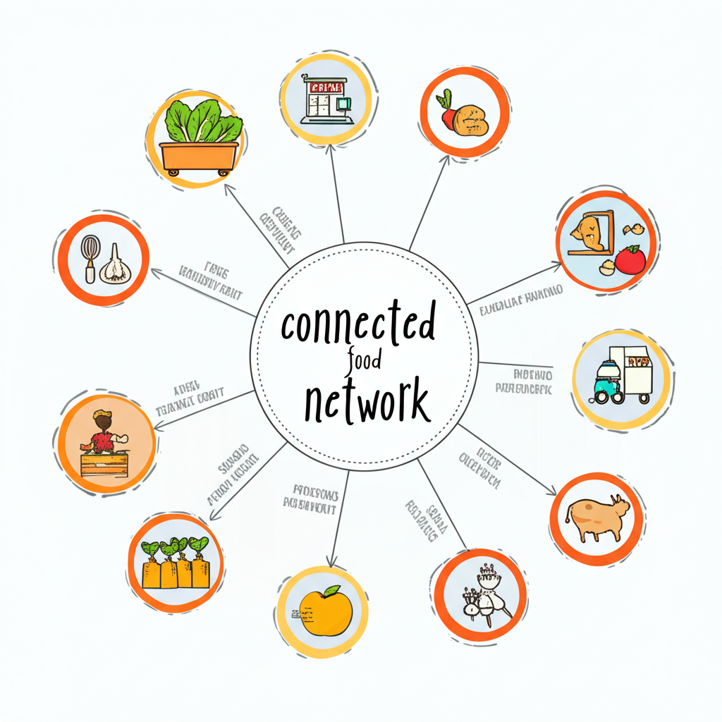 Diagram of regional food production network between agricultural communities