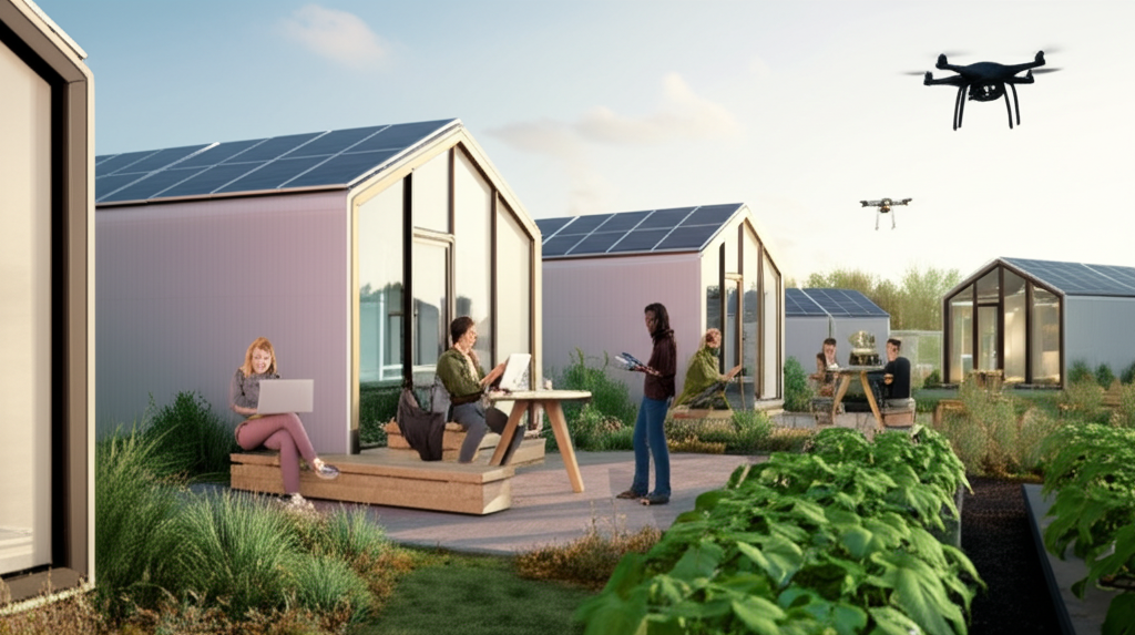 Modern agricultural community with technology integration
